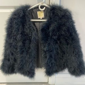 BLACK FUR COAT - PELLO BELLO FLUFFY FUR COLLECTION [FEATHER JACKET]